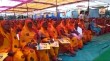 Parshads distributing sarees in Sultanpur of Raisen district