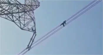 32 year old eccentric youth goes to the 135 kV electricity supply histitation tower rescued by Police force