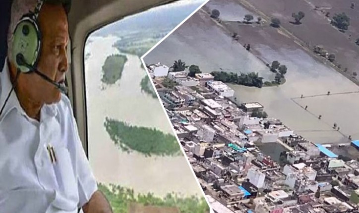 येदियुरप्पा ने बाढ़ प्रभावित क्षेत्रों का किया हवाई सर्वेक्षण, केंद्र को दी ताजा स्थिति की जानकारी